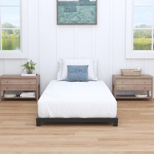 Black Heavy Duty Twin Bed Frame, No Box Spring Needed, Low Profile, Easy Assembly
