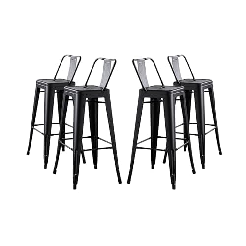 AC Pacific Rustic Country Metal Barstool Set of 2, 30" Seat, Distressed Black