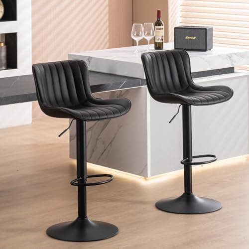 YOUNUOKE Counter Height Swivel Bar Stools, Light Grey Faux Leather, Set of 2