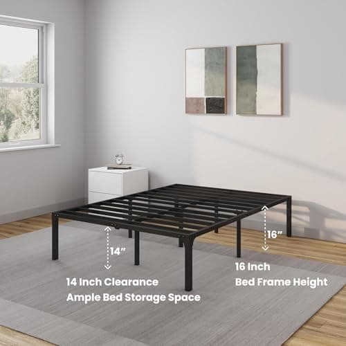 NapQueen 12 Inch Queen Charcoal Memory Foam Mattress & Heavy Duty Bed Frame