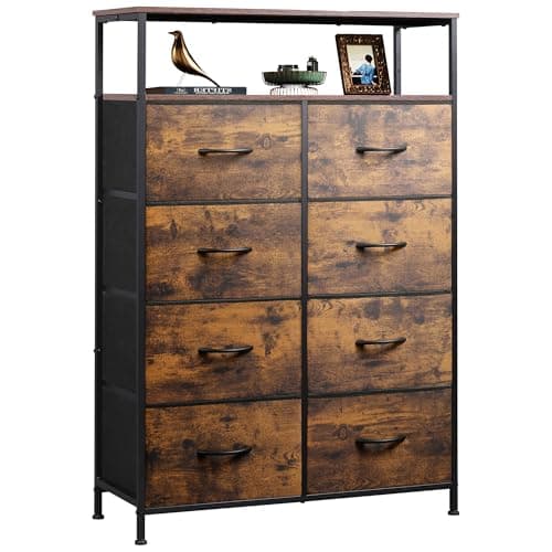 WLIVE Light Grey Tall Dresser with 8 Drawers & Fabric_bins