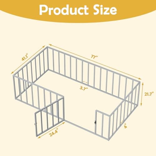 ROOMTEC Montessori Twin Floor Bed Frame with Fence & Door Easy Assembly