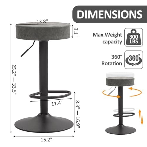 Finnhomy Counter Height Swivel Bar Stool Set with Footrest & Backless