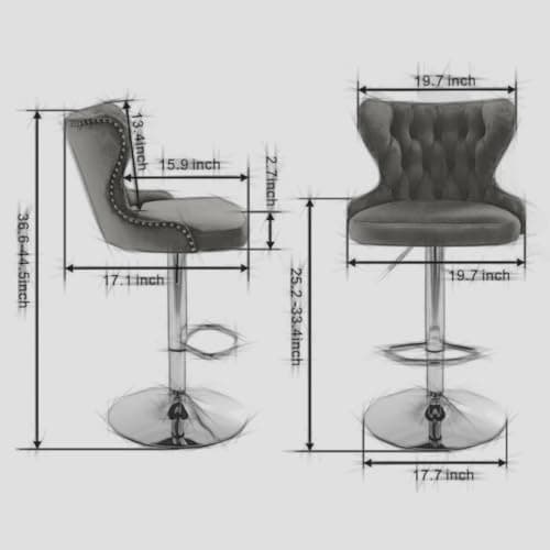 Modern Swivel Bar Stools Set of 2, Adjustable Height with Back and Footrest in Gray PU Leather