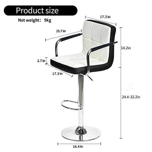 Adjustable Swivel Bar Stools Set of 2 with Armrests