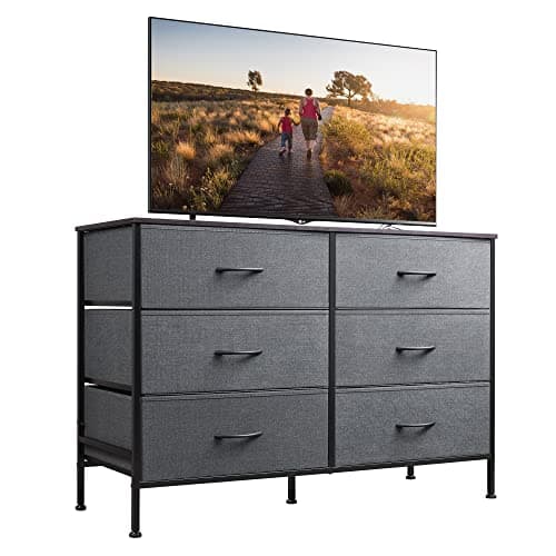 Rustic Brown Wood Grain Dresser with 6 Drawers and TV Stand for 50 TV
