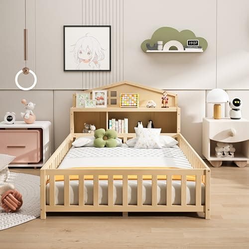 Sturdy Montessori-Style Wooden Floor Bed for Growing Children