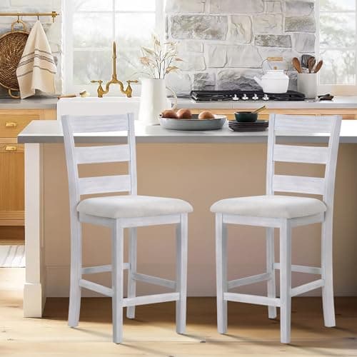 COLAMY Dark Grey Upholstered Mid Century Modern Bar Stools Set of 4, 25 Inch High Counter Height