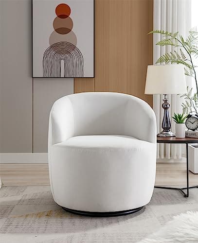 i-POOK Swivel Accent Chair, Modern Velvet Upholstered Armchair White