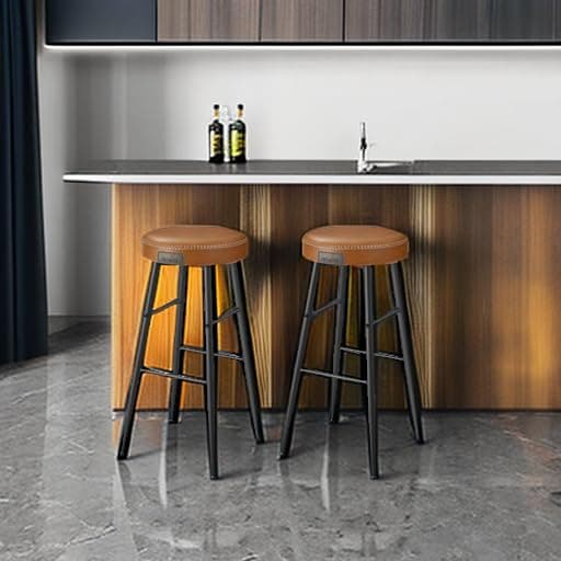 VASAGLE EKHO Collection Bar Stools Set of 2, Mid-Century Modern Caramel Brown