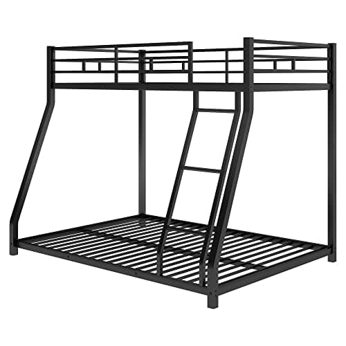 i-POOK Twin Over Full Metal Bunk Bed Frame with Ladder & Safety Guardrail, Gray