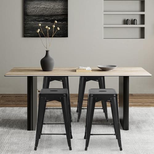 FDW Black Counter Height Bar Stool Set of 4 (24")