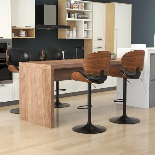 KCC Black PU Leather Bar Stool Set of 4