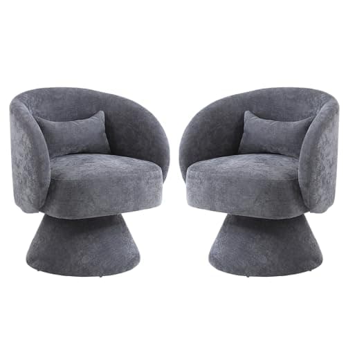 KIVENJAJA Sherpa Teddy 360° Swivel Armchair, White Pillowed Boucle Living Room Chair
