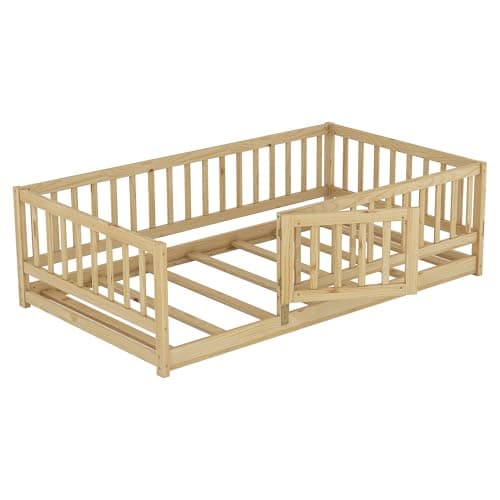 Montessori Safety Bed with Door & Slats for Twin Size Boys Girls
