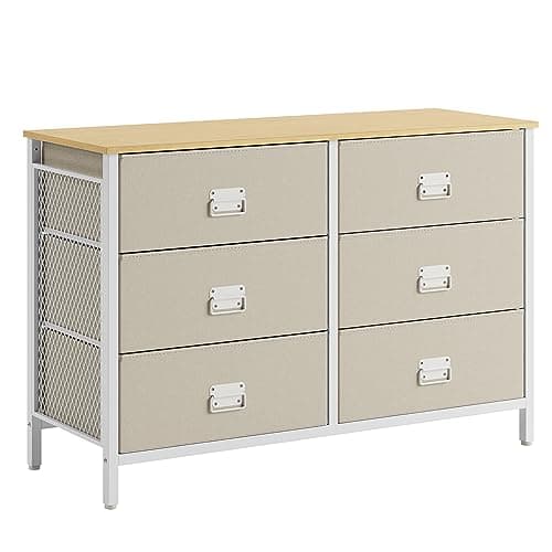 SONGMICS Rustic Brown & Black Fabric Dresser with 8 Drawers ULTS228B01