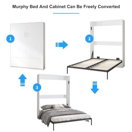 Modern White Murphy Bed Cabinet for Guest Bedroom