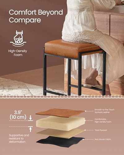 VASAGLE EKHO Collection Counter Height Bar Stools, Caramel Brown