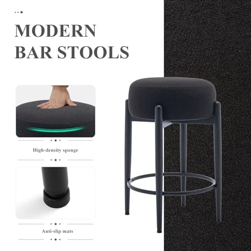 COLAMYModernBarStoolsSetof2,24"CounterHeightBlackBase