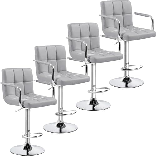 Yaheetech Black Counter Height Adjustable Bar Stool Set of 4