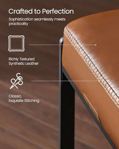 VASAGLE EKHO Collection Counter Height Bar Stools, Caramel Brown