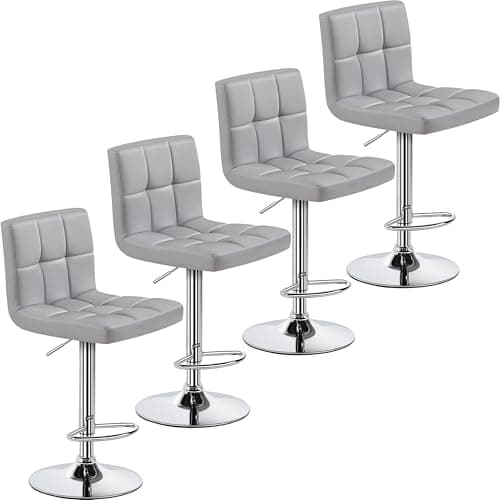 Yaheetech Lightweight PU Bar Stool Set, Modern Counter Height with Back and Footrest