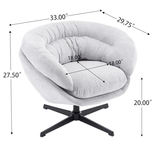 360 Degree Swivel Chenille Upholstered Accent Chair, Gray Metal Base Office Chair