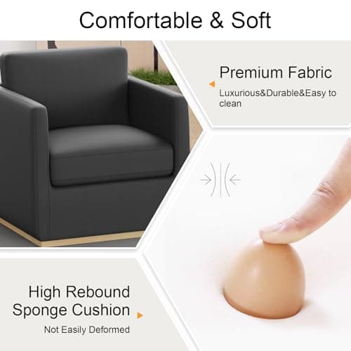 Premium Swivel Accent Chair for Living Room and Bedroom, Leather Black