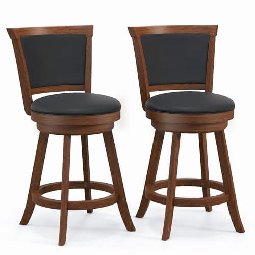 MU 24" Counter Height Swivel Bar Stools with Back for Kitchen Island, Pub, Restaurant