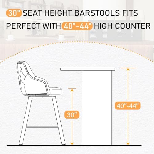 4PCS Swivel Bar Height Bar Stools with High Back, Faux Leather Kitchen Barstools