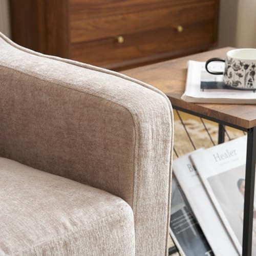 VINGLI Mid-Century Modern Swivel Chair, Chenille Khaki, Living Room Accent