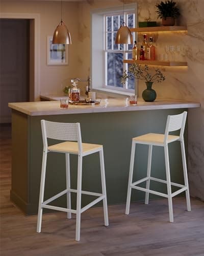 VASAGLE Oak Beige & White Bar Stool Set of 2