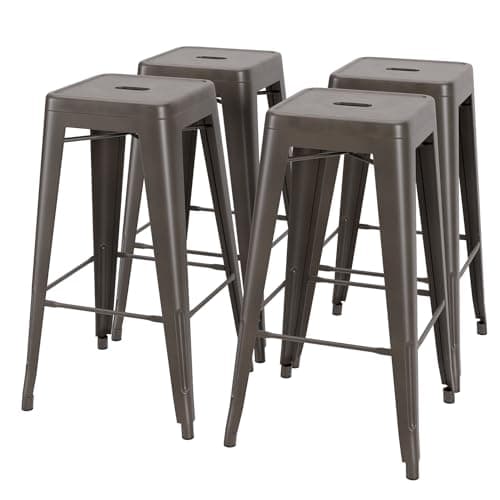 PayLessHere 24 Inch Metal Stool Set - Indoor/Outdoor Stackable Bar Chairs