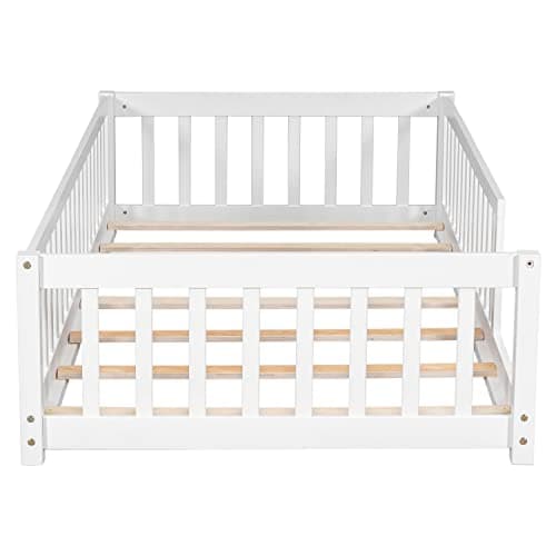 White Twin Montessori Floor Bed for Kids