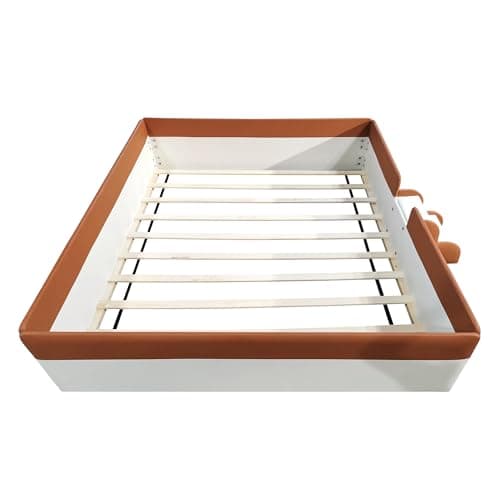 Montessori Queen Size Floor Bed for Kids (Brown+White)
