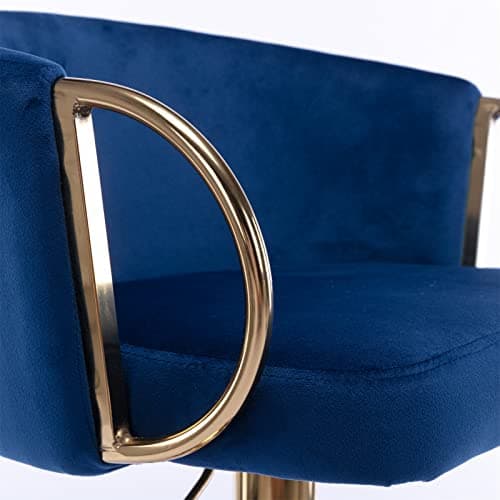 Adjustable Velvet Swivel Bar Stools Set of 2, Navy Color, for Dining Room Home Bar Kitchen Island