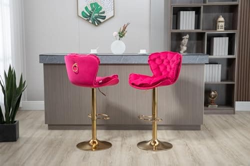 Velvet Bar Chairs Set of 2 with Retro Design