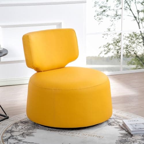 i-POOK PU Leather Swivel Accent Chair with Metal Base - Black