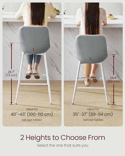 VASAGLE Dove Gray Counter Height Bar Stool Set of 2 ULBC088G01