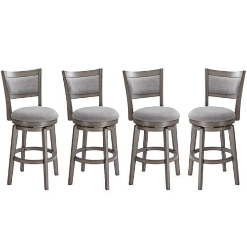 PrimeZone 26 Inch High Back Bar Stools Set of 4, Grey