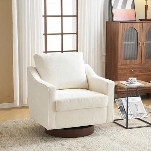 VINGLI Mid-Century Modern Swivel Chair, Chenille Khaki, Living Room Accent