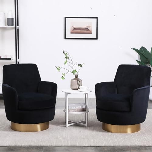 Modern White Teddy Upholstered Swivel Chair Set, 360 Degree Living Room Accent