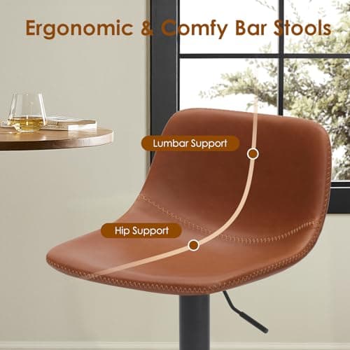 Mid Century Modern Swivel Bar Stools Set of 2 for Kitchen Island