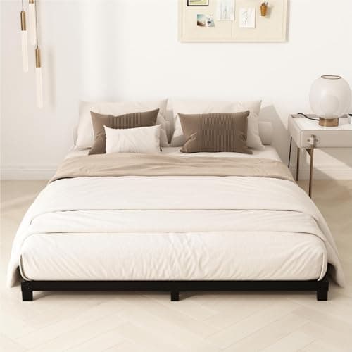 Heavy Duty 4 Inch Full Size Metal Bed Frame, Black, No Assembly Needed