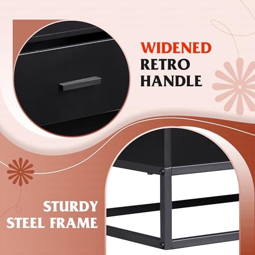 Black Sturdy WLIVE Wood Dresser with 4 Drawers for Bedroom, Hallway, Living Room, Closet
