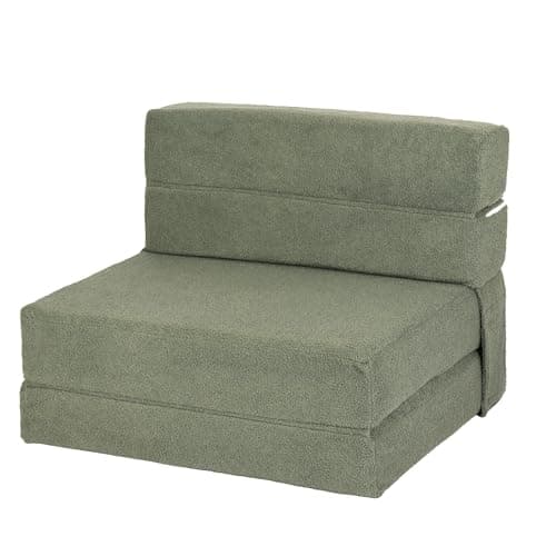 Light Green Corduroy Twin Foldable Memory Foam Sofa Bed with Back Support