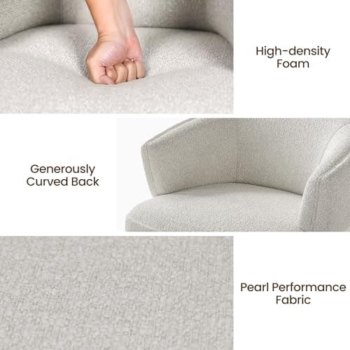 RoyalCraft Oversized Swivel Armchair Set of 2, Griege Upholstery, Modern Living Room Chair