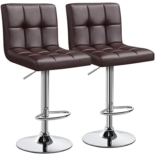 Set of 2 Modern Adjustable Bar Stools with Backrest and Footrest