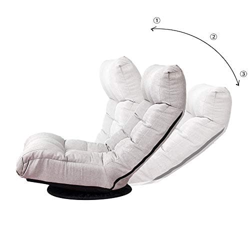 Beige Tufted Linen Swivel Chair with Ottoman and Footrest for Living Room