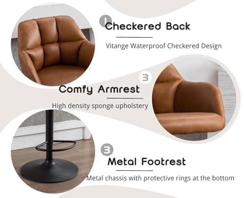 EALSON Modern Swivel Bar Stools Set of 2 Brown Leather